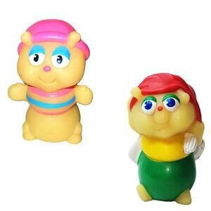 Two 1980's Vintage 3" Glow Worm "Clutter Bug & Glo Bug" Action Figure Pair